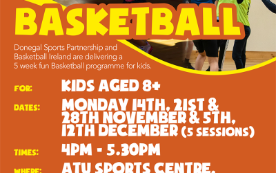 Donegal Sports Partnership Basketball flyer font variations final