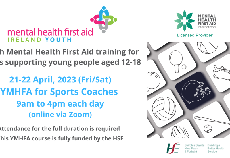 Sports Coaches HSE-funded Youth Mental Health First Aid April 2023